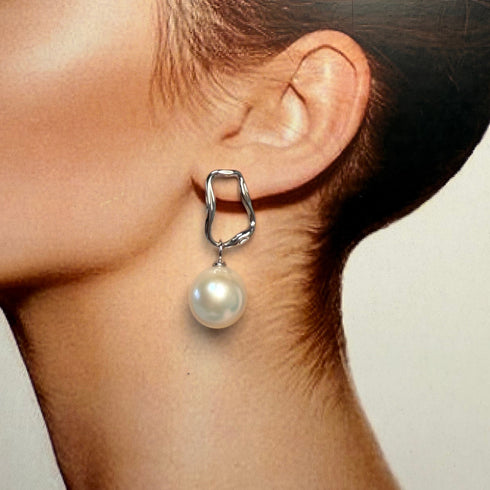 Power Edison Pearl Drop Earrings in Sterling Silver